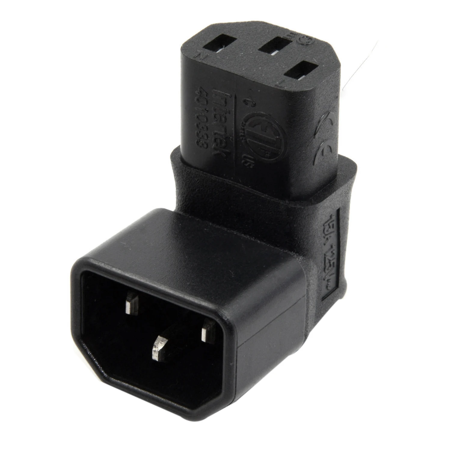 IEC Male C14 to Up Right Angled 90 Degree IEC Female C13 Power Extension Adapter