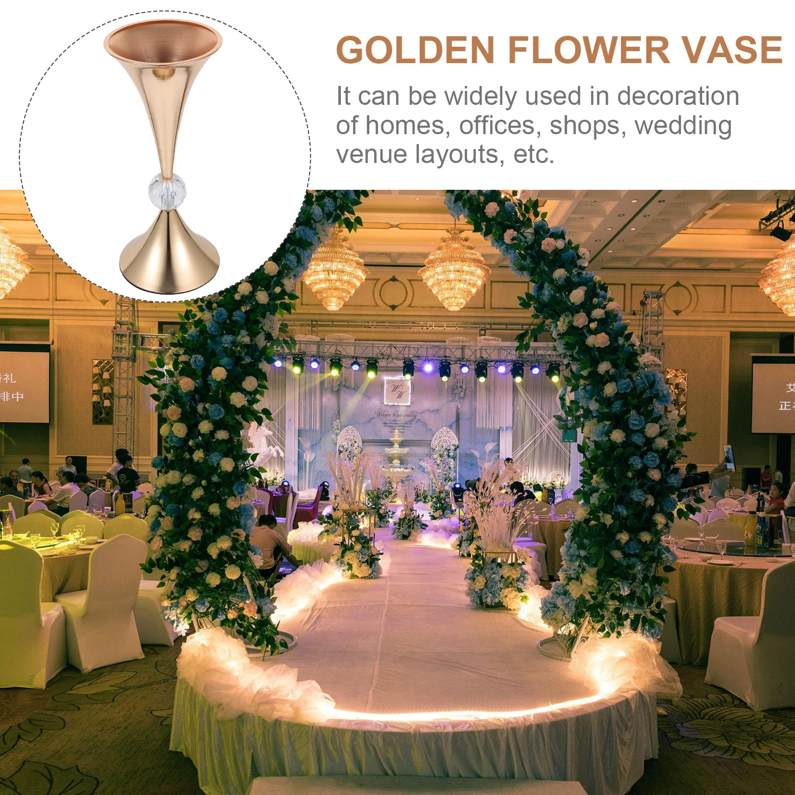 

Iron for Flowers Simple Design Decorative Effect Suitable Flower Arrangement Home Office Shop Wedding Venue Layout Golden Flower