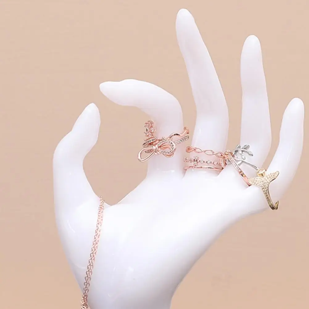 Plastic Jewelry Stand Gesture Hand-shaped Jewelry Display Holder Modern Heavy Duty Plastic Desktop Necklace Ring Bracelet