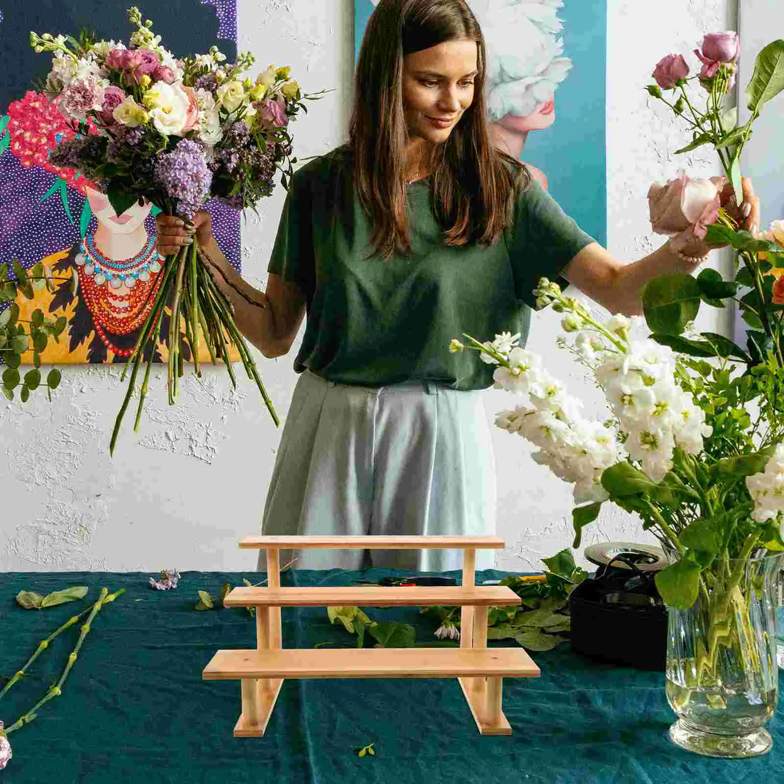 Wooden Plant Stand 33cm 3 Tier Flowerpot Rack Indoor Decorative Shelf Gardening Pot Holder Bonsai Display Home nament Safe