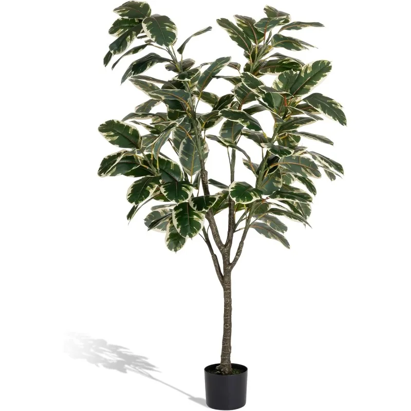 

Artificial Rubber Tree Plant 5.3ft Tall Faux Tree with Pot Fake Tropical Plant Decorative House Plants Large Floor