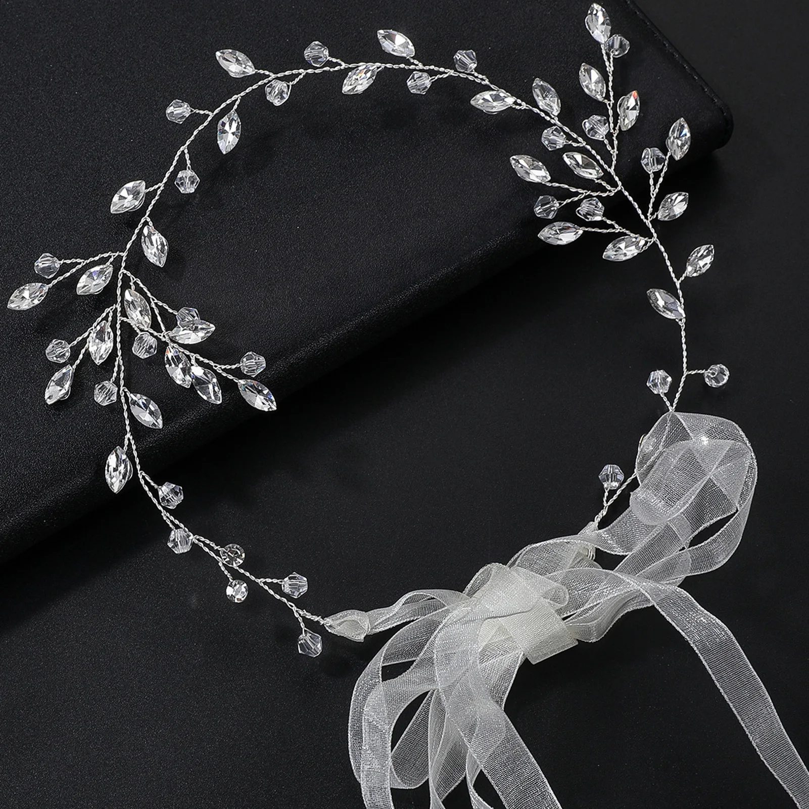 

Minimalist Crystal Hairbands Ribbon Headwear Bride Wedding Party Hair Jewelry Rhinestone Headbands Bridesmaids Hair Ornament
