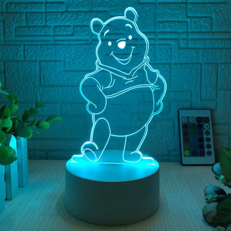 Disney Winnie the Pooh cartoon cute glowing acrylic stand creative bedroom atmosphere night light figurine decoration gift