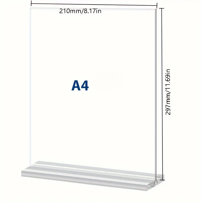Acrylic Changeable Letter Board Sign Holder, Double-Sided T-Type,Transparent Menu Display Stand with V-Shaped Card Slot