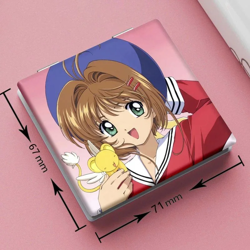 7x6cm, Card Captor Sakura, Folding Double-sided Makeup Mirror, Portable Travel, Mini, Anime Cute Girls Kids, Magnifying, Square