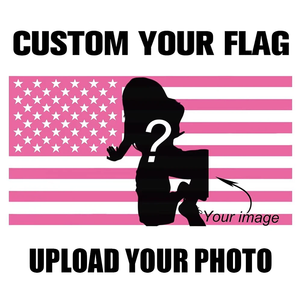 Custom Pink Blue Black American Flag Personalized Your Photo Banner Funny Tapestry Poster For Wall Decor Idols Cheer Flags 3x5ft