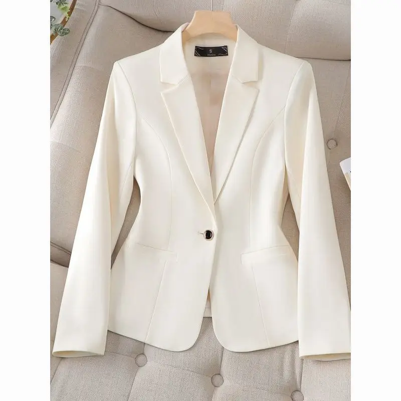 

Bla ort Suit Jaet for Women Casual Spring Autumn 2024 New Sle Profional Ele Slim Fit Ladies' PU Coat