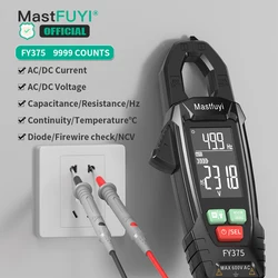 MASTFUYI Digital Clamp Meter True-RMS 9999 Counts, AC/DC Current Voltage NCV Capacitance Frequency Auto-Ranging for Industrial