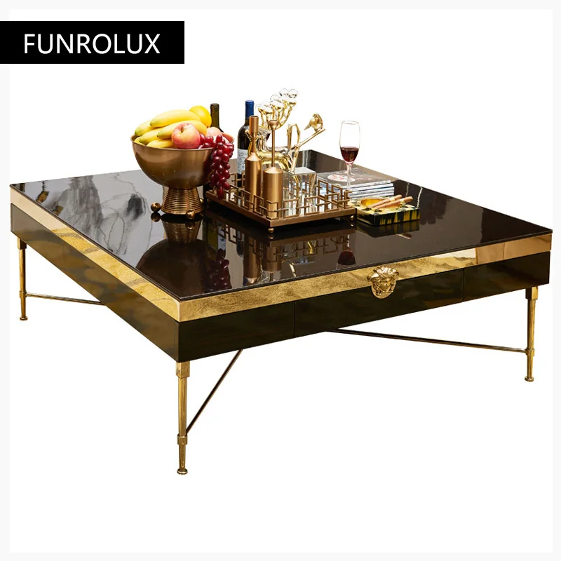 Modern Morocco New Classical Postmodern Square Stainless Steel Coffee Table Tea Table for Living Room