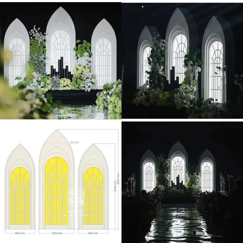 Wedding Castle with Light Artificial Flowers for Stage Background Decoration Props