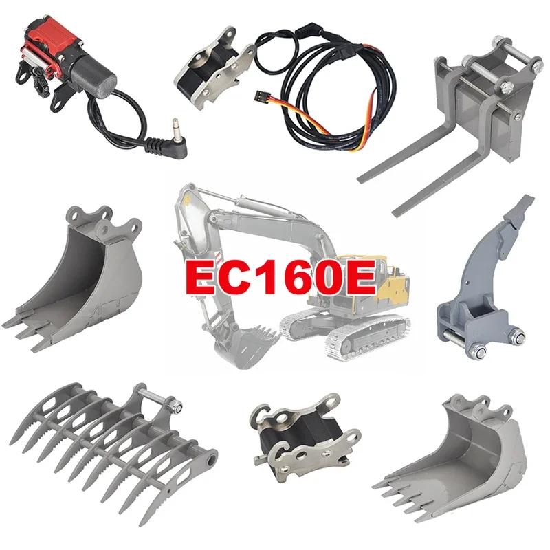 EC160 E010 E111 Metal Bucket Electric Winch Accessories for Remote Control Excavator RC Toy Model Upgrade and Modification Parts