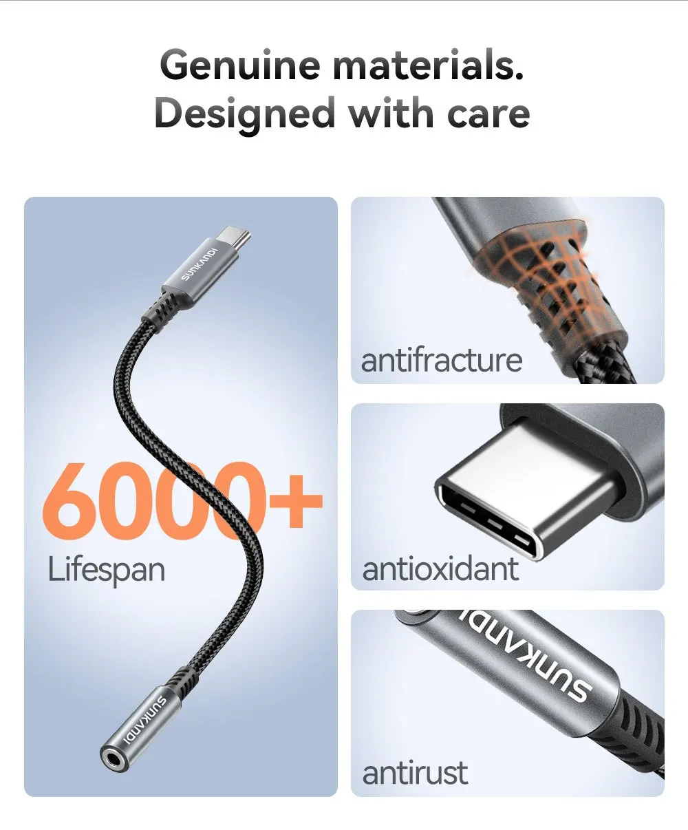 SUNKANDI USB Type C to 3.5mm Female Headphone Jack Adapter, USB C to Aux Audio Dongle Cable Cord for iPad, Samsung, MacBook