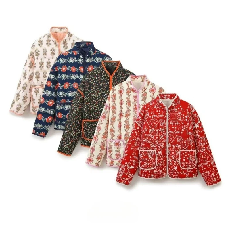 

2025 Warm Cotton Jacket Winter Thickened Printed Outerwear Women's Fashionable Coat Cross-Border Clothing Brand New Arrival
