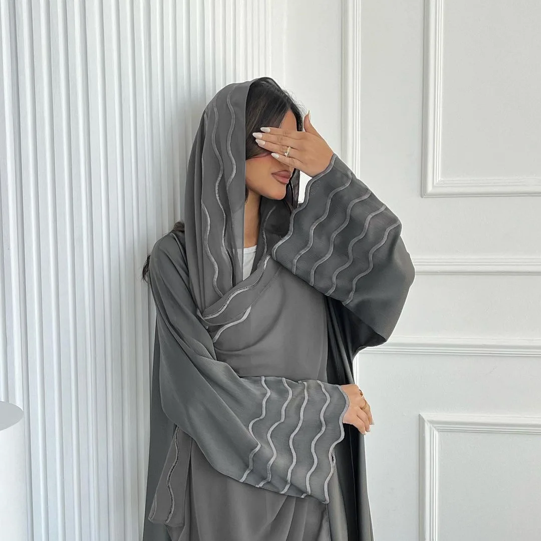 ชุดสตรี Eid มุสลิมสําหรับเปิด Abaya Jalabiya เย็บปักถักร้อย Hijab Vestidos อิสลาม Ramadan ดูไบอาหรับโมร็อกโก Kaftan เสื้อสเวตเตอร์ถัก Robe