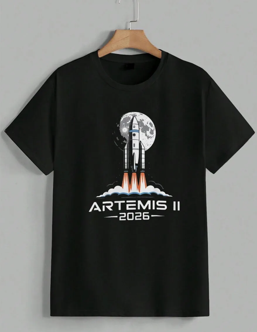 Artemis II 2026 Camiseta unisex con diseño de cohete espacial de la misión de la NASA Back to the Moon