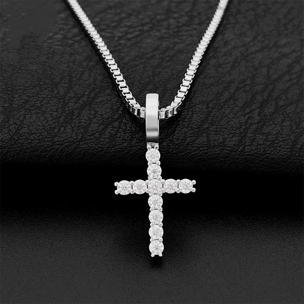 

Ювелирные изделия в стиле хип-хоп, кулон с крестом из муассанита 2,5 мм, серебро 925 пробы, кулон со льдом, подвесной крест