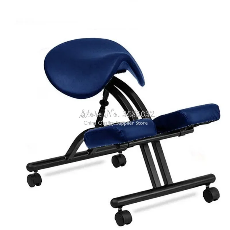 Leather Saddle Stool, Ergonomical Kneeling Chair, Office Posture Stool for Correct Knee Support, Back-friendly Office Furniture