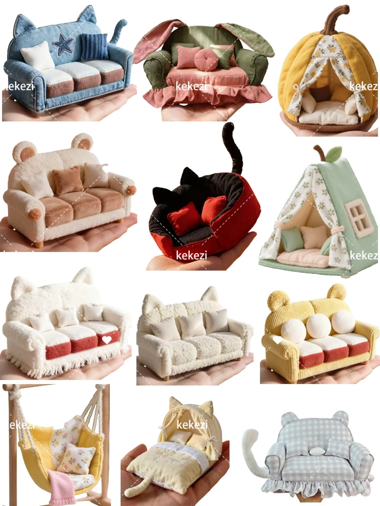 1/6 Mini Double Sofa Miniature Tent Dollhouse Furniture 1/12 Chair Pumpkin Nest Doll Accessories New Diy Miniature Dollhouse