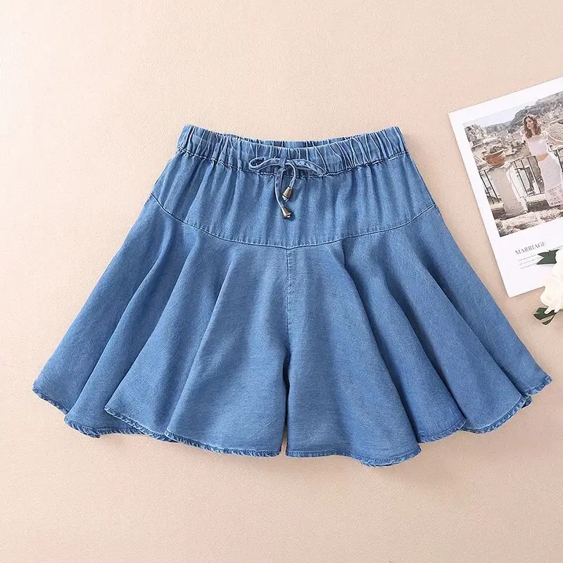 بالإضافة إلى حجم الصيف الكورية خمر واسعة الساق عالية الخصر الجينز السراويل، الحلو الدنيم السراويل التنانير القطن السراويل #3