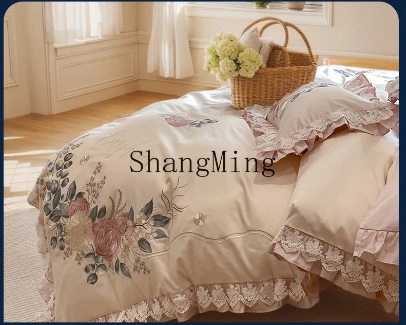 

DSA French lace yarn embroidered cotton long-staple cotton four-piece bed sheet quilt cover