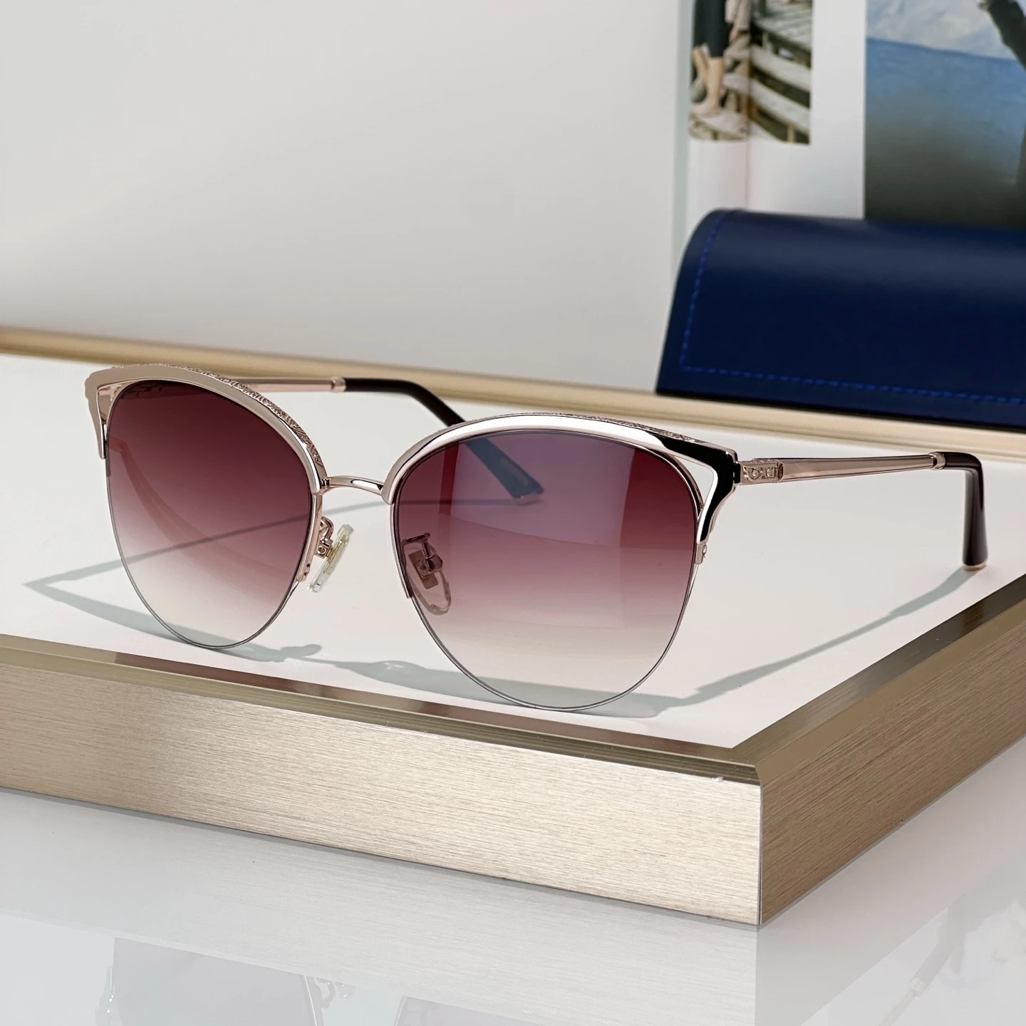 

Luxury Brand Cat Eye Semi Rimless Women sunglasses for Summer lunettes de soleil homme SCHD49S Stylish Fashion Lady's Sunglasses