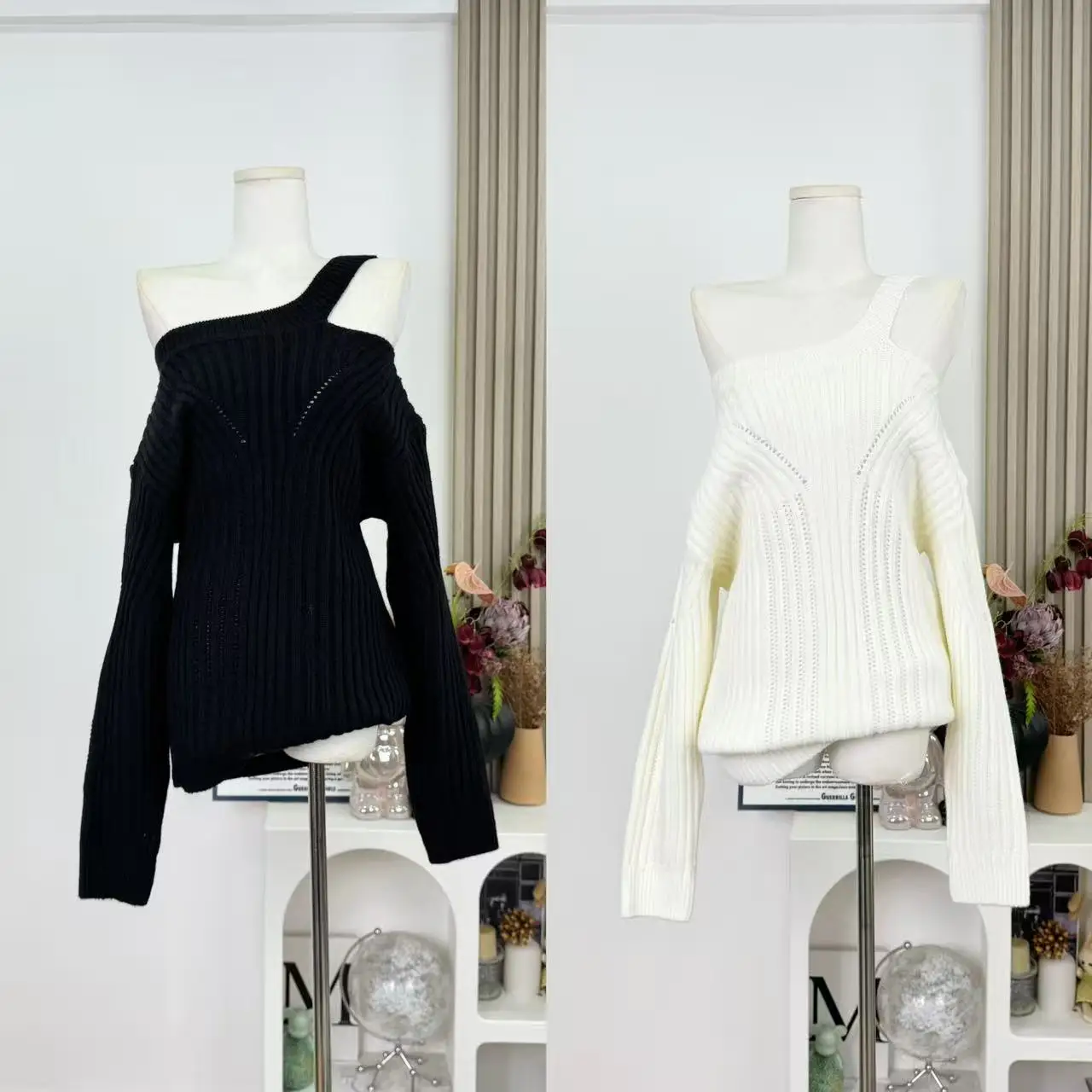 

Японский модный винтажный вязаный милый свитер с длинным рукавом, женский пуловер с открытыми плечами, новый дизайн, однотонные повседневные свободные топы C194