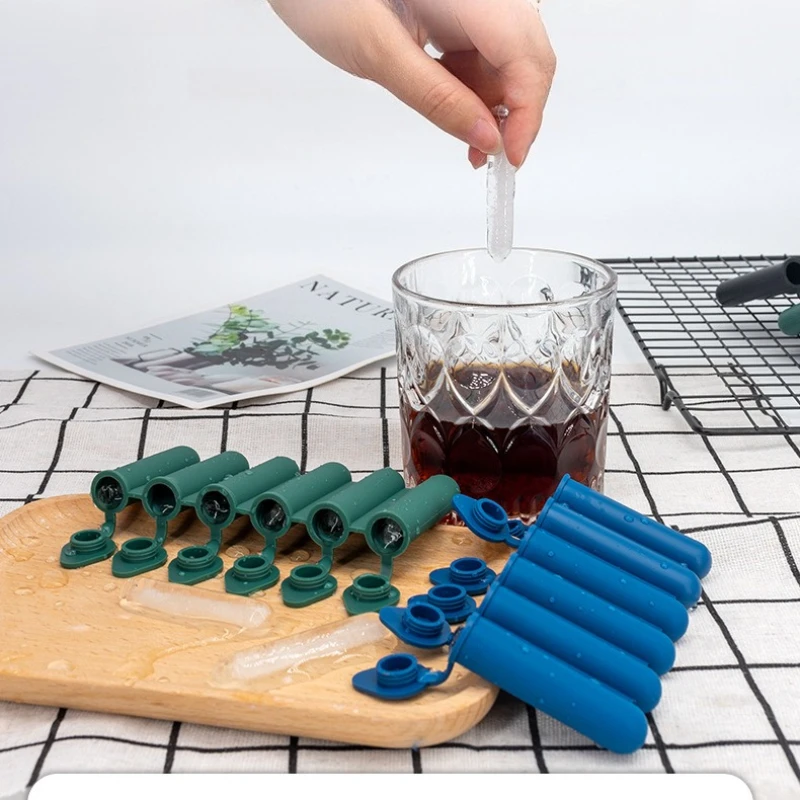 Silicone Mini Ice Bar Mold Six Ice Bar Ice Bar Mold with Cover Is Suitable for Filling Bottled Beverage Ice Bar Mold
