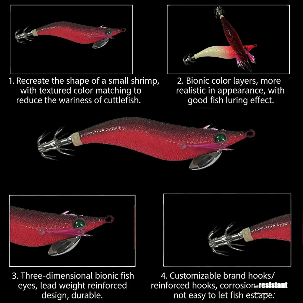 2.5# Squid Lure UV Reflective Jigging Lures Slow Sinking Squid Hooks Sea Fishing Octopus Cuttlefish Luminous Sea Fishing Bait view 3