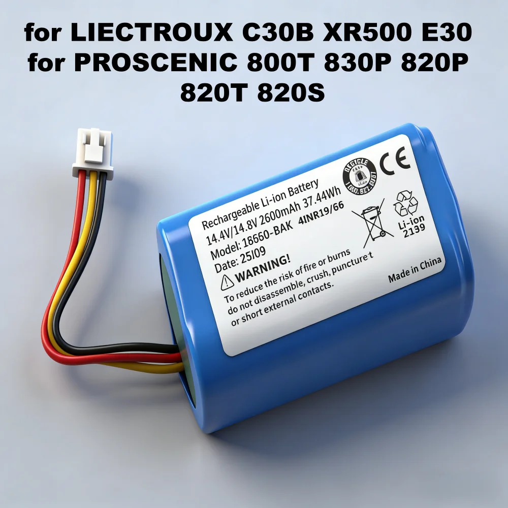 

Аккумулятор Li-ion 14.4В/14.8В 18650 для роботов-пылесосов LIECTROUX C30B XR500 E30, PROSCENIC 800T 830P 820P 820T 820S