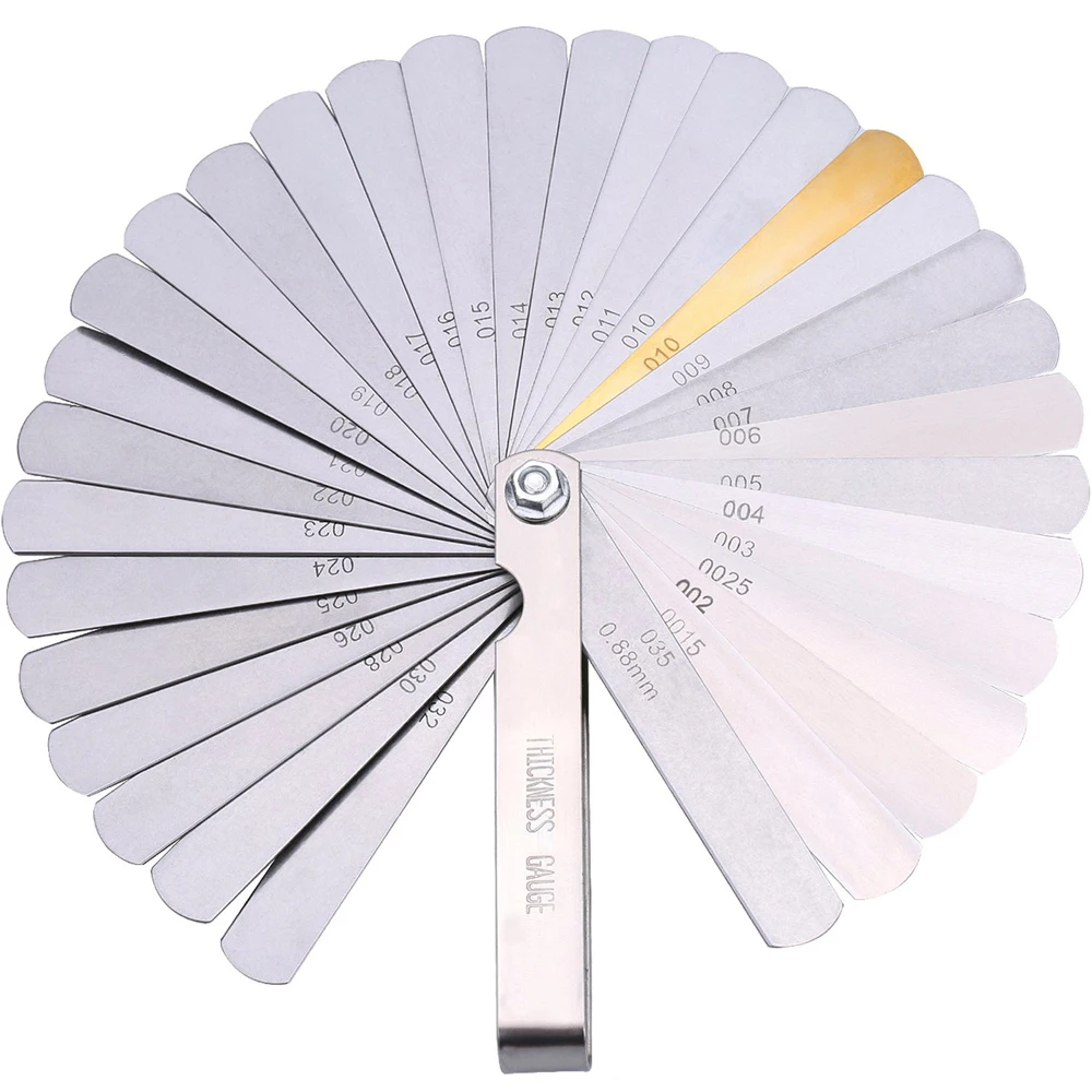 32 Blades Stainless Steel Feeler Gauge Set – Dual Marked Metric & SAE, Valve Thickness Gap Measuring Tool