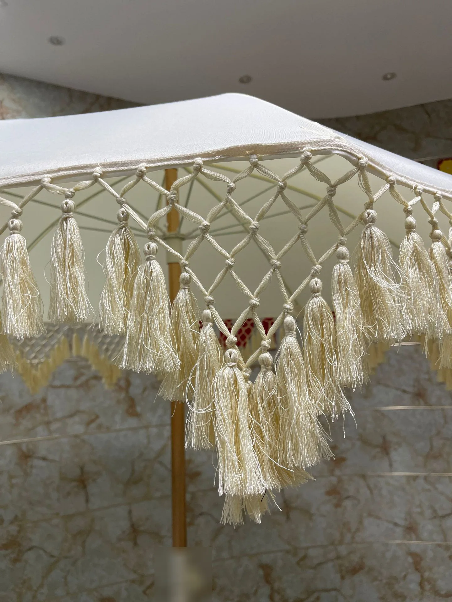 Outdoor Umbrella Beach Umbrella Macrame Umbrella With Tassel for Patio Garden