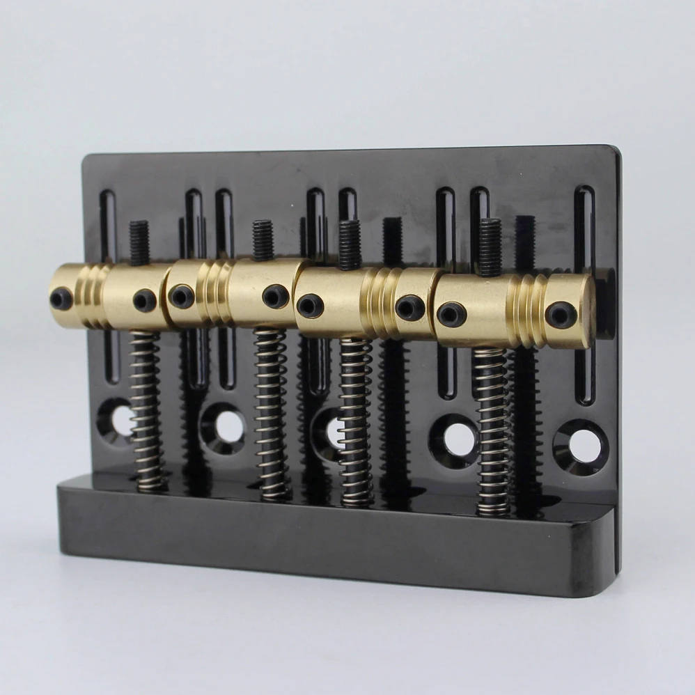 Guyker 4 String High Mass Bass Bridge Chrome With Vintage CNC Machined Brass Saddles Tailpiece for Jazz Bass