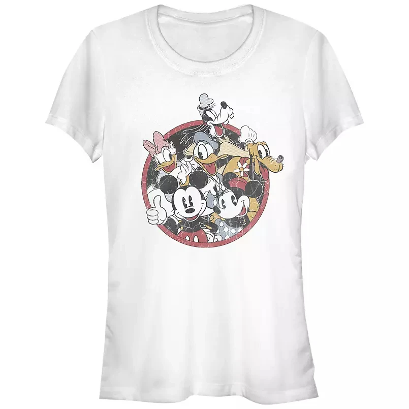 

Классическая футболка с персонажами Диснея, белые хлопковые топы с короткими рукавами, Микки и Минни, Дональд Дейзи, Гуфи Плутон, круглый принт для детей