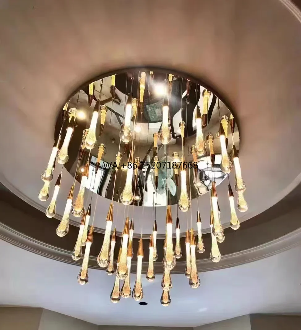 Customized Bubble Crystal LED   Modern Luxury Staircase  for Hotel Villa Bar Corridor Lighting Square/Long