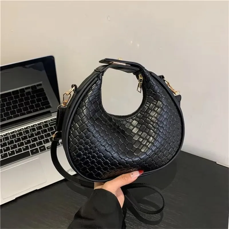 Torba na ramię ze skóry PU Modna jednokolorowa torba na ramię z kratką Mała torba damska Trend Luksusowe torebki designerskie