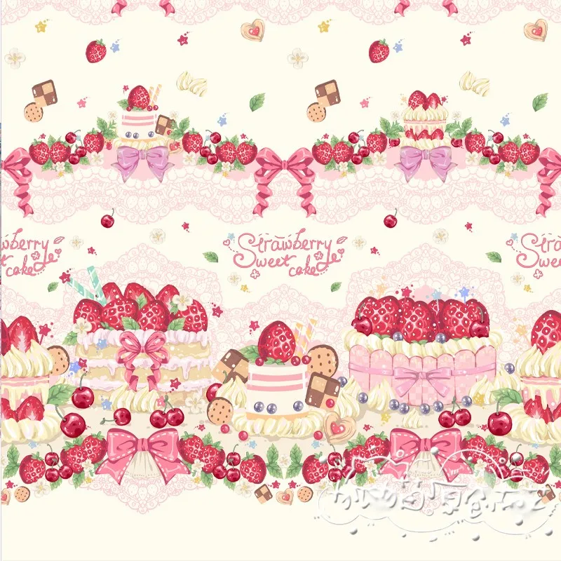 Lovely Lolita Lace Strawberry Plant Printing Dress fabric borsa da lavoro manuale fai da te materiali per la contabilità a mano gonna per bambini