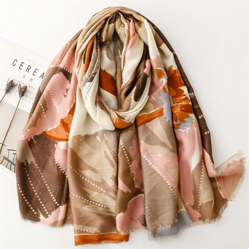 

Зимняя абстрактная живопись с цветочной бахромой, вискозная шаль, шарф, женский высококачественный принт, палантин из пашмины, мусульманский хиджаб Bufandas, 180*90 см