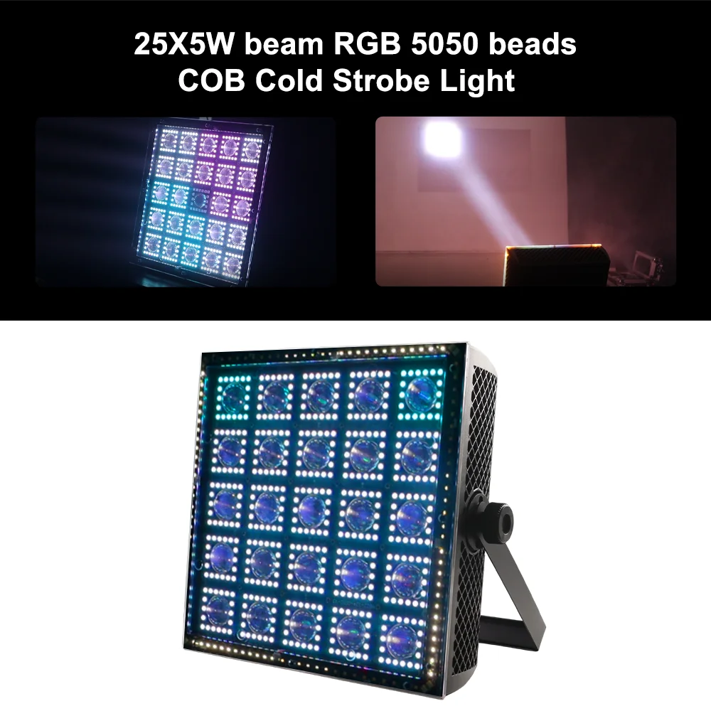 

25X5W beam LED RGB 5050 beads+COB Cold Strobe Light with Wash Effect for DJ Disco Party Wedding Show Club Lighting