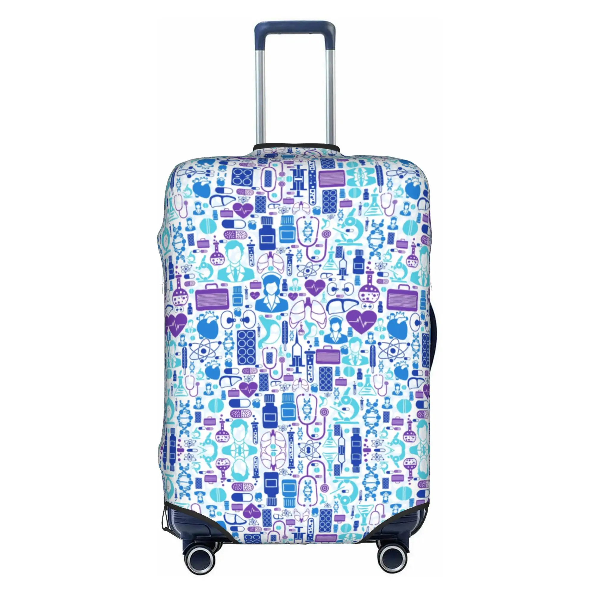 Cartoon Doctors Nurse Travel Luggage Cover Washable Nursing Print Suitcase Cover Protector Fit 18-32 Inch