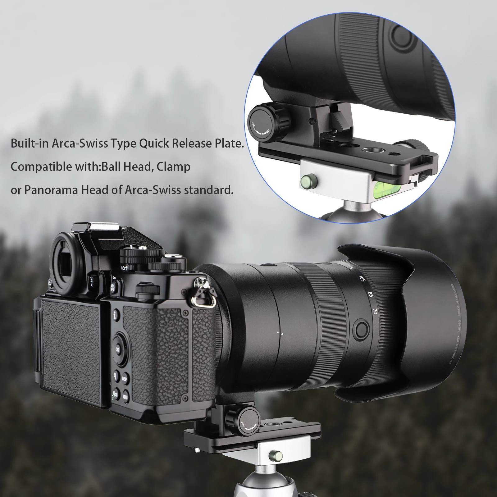 Haoge LF-Z72 ترايبود جبل الدائري لنيكون نيكور Z 70-200 مللي متر f2.8 VR S عدسة Z70-200mm F2.8 استبدال القدم صالح Arca السويسرية rrs