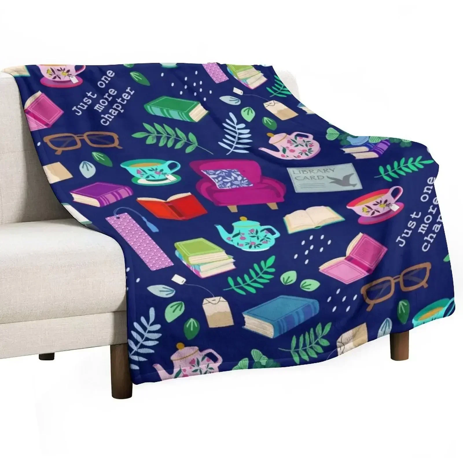 

Cozy books and tea Throw Blanket Bed linens Single Blankets