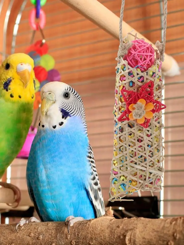 

Bird Foraging Toys Parakeet Shredding Parrot Climbing Toys Swing Rope Perch Climbing Stand Cage Accessories Paper Hammock