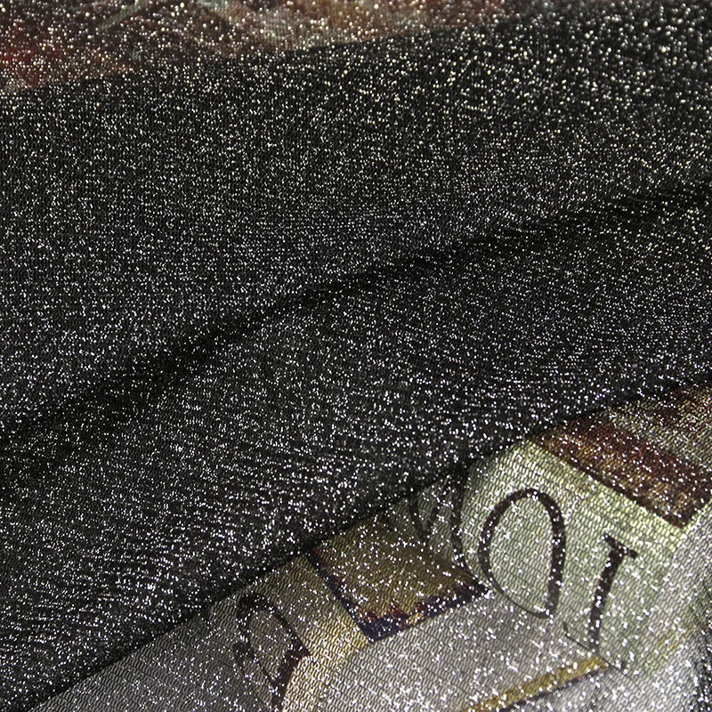 3/5/10m Shiny Metallic See Through Mesh Fabric Stretch Bright Lurex Sheer Tulle Cloth, Black Silver and Gold,By the Meter