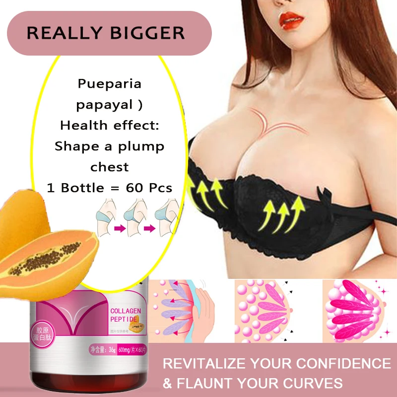 Enlarged Female Breast Size Massage Oil Bigger Bust Care Cream Natural Plants Pueraria Mirifica Papaya enhance Tighten Capsules