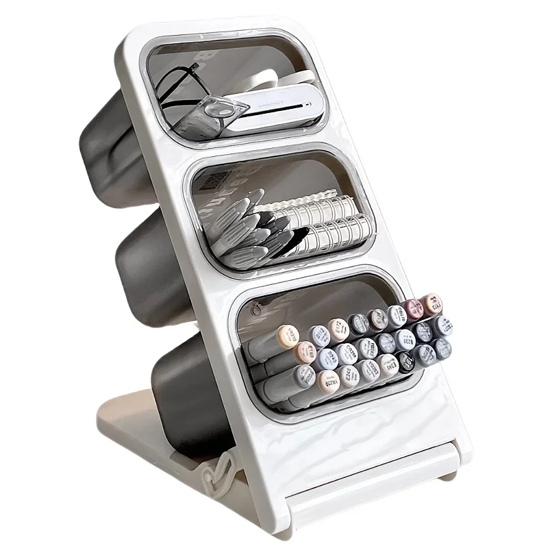 Large Capacity Desk Organizer Pen Holder Oblique Pencil Storage Box Desktop Stand Case for School Office Stationery Makeup