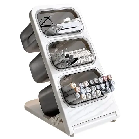 Large Capacity Desk Organizer Pen Holder Oblique Pencil Storage Box Desktop Stand Case for School Office Stationery Makeup