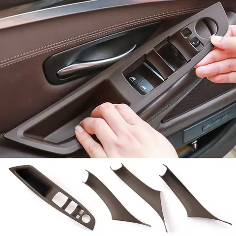 자동차 도어 핸들 트림 커버 자동 팔걸이 보호 스티커 BMW 5 시리즈 F10 F18 F11 11-17 왼손잡이 용 내부 액세서리
