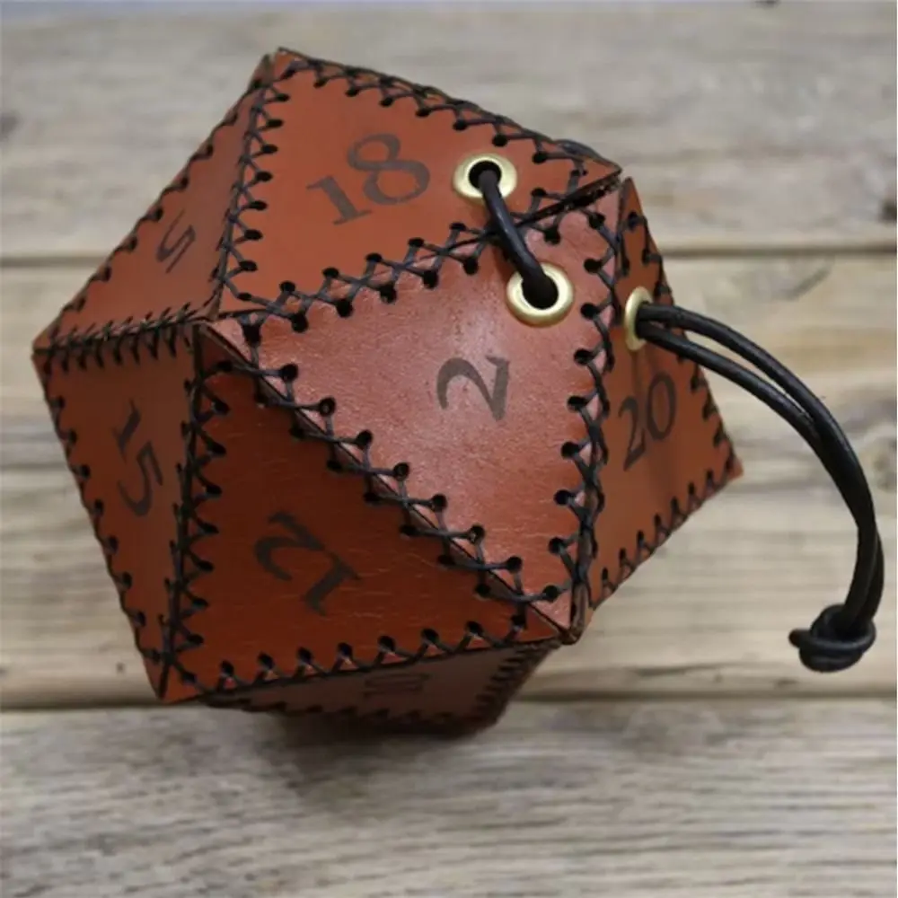 Bolsa de cuero para dados D20, juego de dados puntiagudos, adecuado para juegos de mesa RPG, laberinto temático, bolsa con cordón para D & d DND, 1