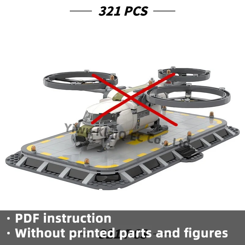 321pcs MOC Aircraft Helipad Landing Pad Building Blocks Sci-Fi Spacecraft Base Apron Bricks Architecture Model Decor For Adults