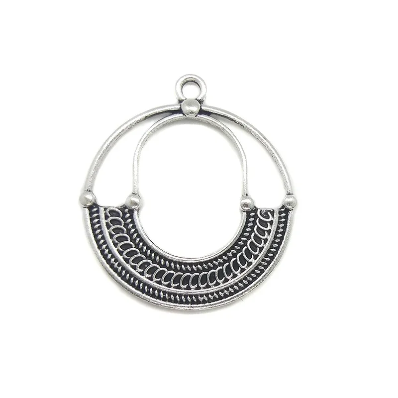 New Fashion 46mm 2pieces/bag Retro Zinc Alloy Hollow Out Round Charms Pendant for Earring Necklace Jewelry Accessories